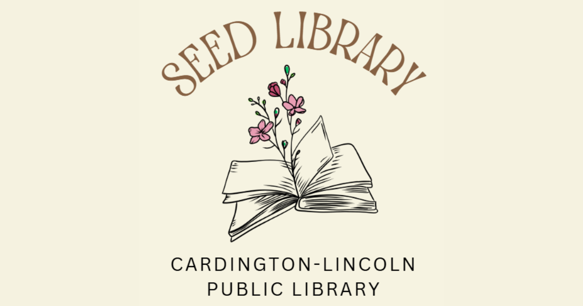 Seed Library, image of book with delicate pink flowers growing out of it